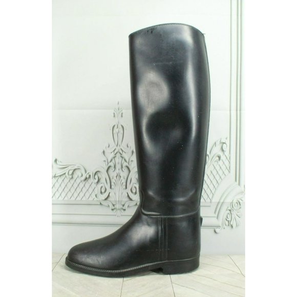 Aigle Shoes Aigle Black Rubber Pull On Waterproof Tall Riding Rain